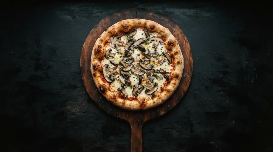 Pizza at the Ash and Oak table